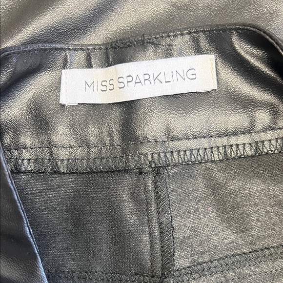 Miss Sparkling Black Faux Leather Pants Size XL - Picture 3 of 13